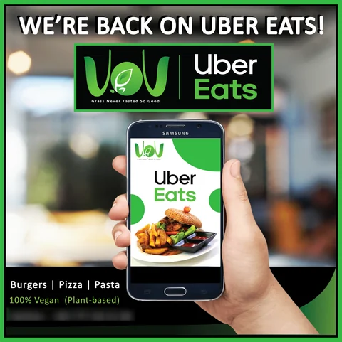 VoV Vegan Restaurant social post: Uber Eats availability