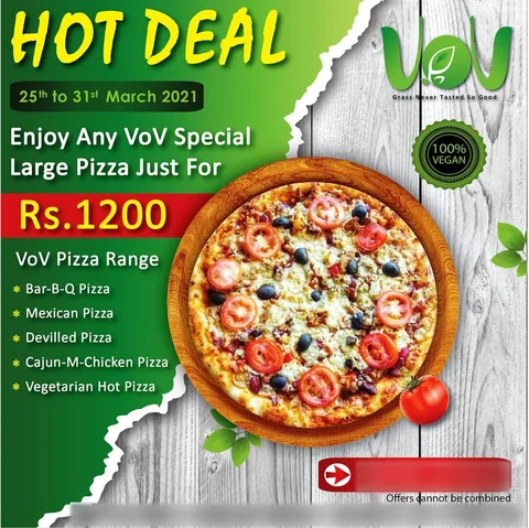VoV Vegan Restaurant social post: Pizza offer