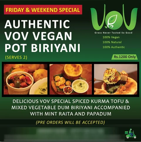 VoV Vegan Restaurant social post: Vegan pot biriyani