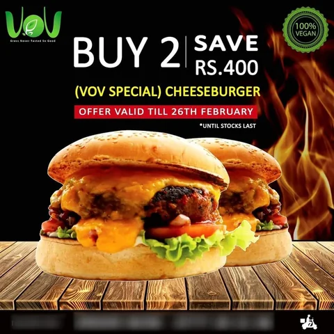 VoV Vegan Restaurant social post: Burger offer